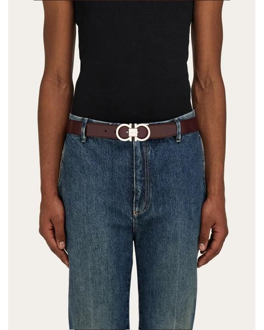 Ferragamo White Double-Sided Logo Buckle Belt for men