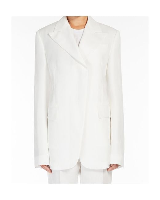 Sportmax White Cera Long-Sleeved Blazer