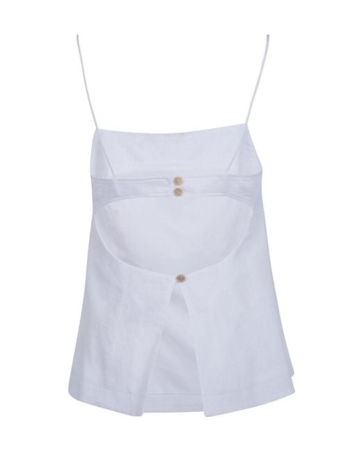 Semicouture White Columbine Open-Back Top