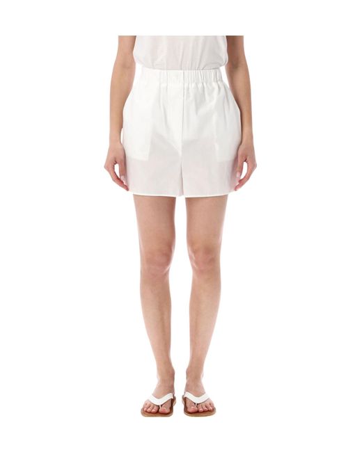 Frankie Shop White Elastic Waist Shorts