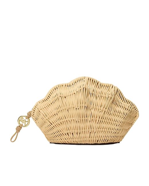 Michael Kors Natural Michael Shelly Rattan Clutch Bag