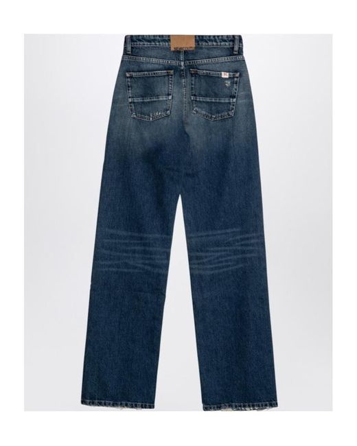 Semicouture Blue Denim Trousers With Belt Loops
