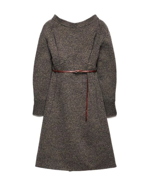 Prada Gray Mouliné Wool Dress