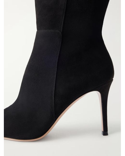 Gianvito Rossi Black Solid Suede Knee-High Boots