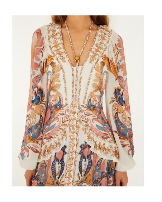 Farm Rio Natural Tiered Ruffled Maxi Dress