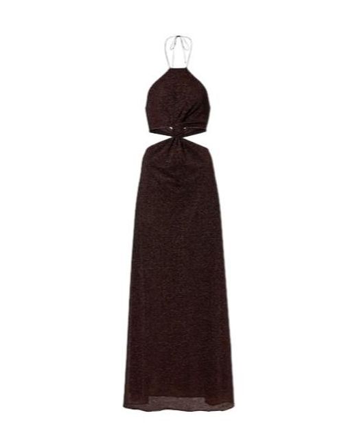 Oseree Purple Lumière Cutout Halterneck Maxi Dress