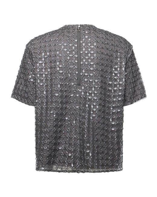 ROTATE BIRGER CHRISTENSEN Gray Beaded Oversized Top