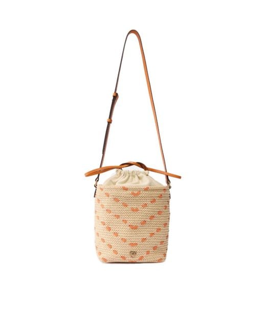 Pinko Metallic Drawstring Bucket Bag