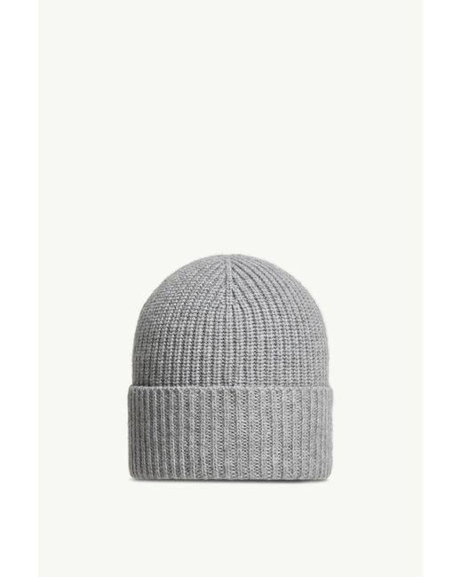 Moncler Gray Logo Patch Knitted Beanie