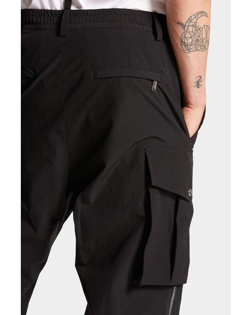 DSquared² Black Baggy Fit Pleated Cargo Pants for men