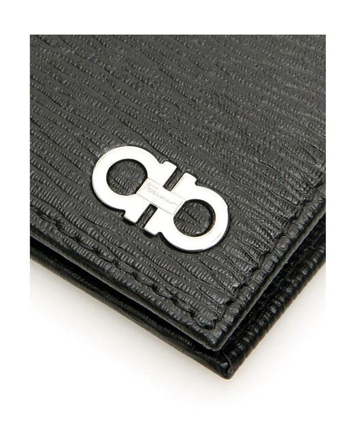 Ferragamo Black Ferragamo Gancini Logo Plaque Bi-Fold Wallet for men