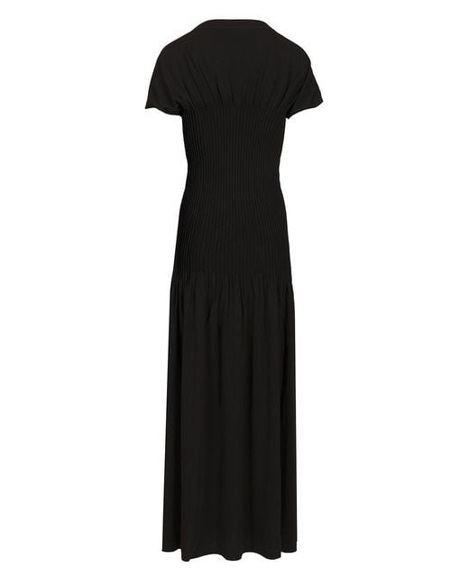 Totême Black Totême Knife-Pleated Boat-Neck Maxi Dress