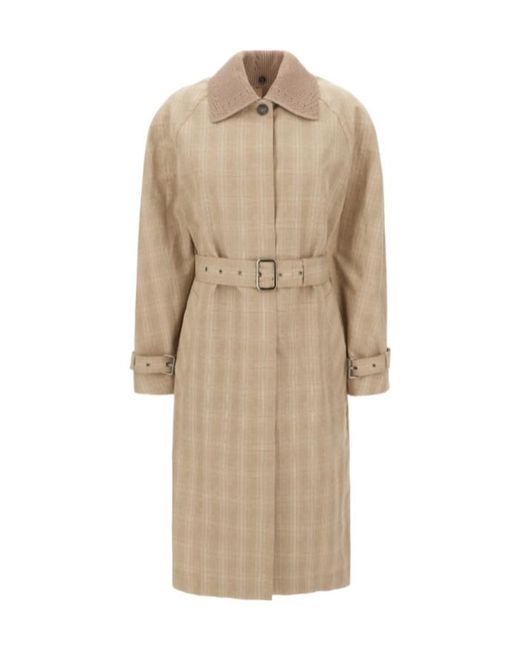 Iceberg Natural Check-Pattern Belted Coat