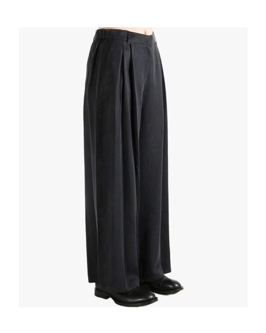 Amomento Black Cupro Two Tuck Wide Pants