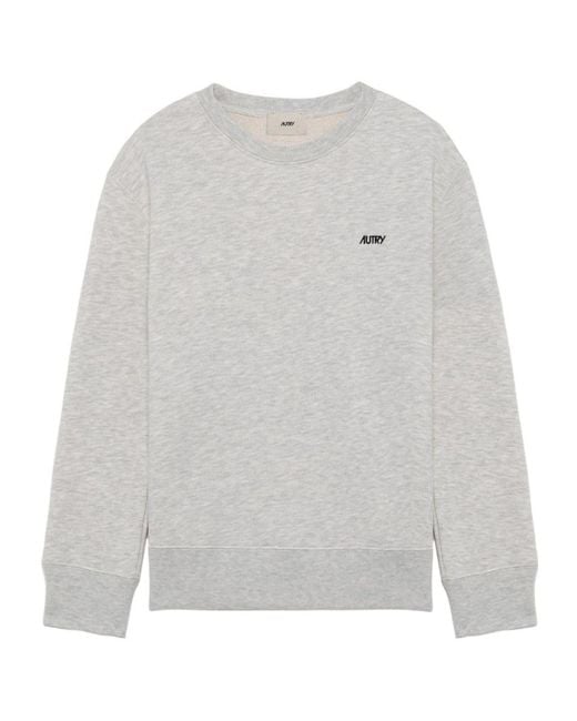 Autry Gray Logo Embroidered Crewneck Sweatshirt for men