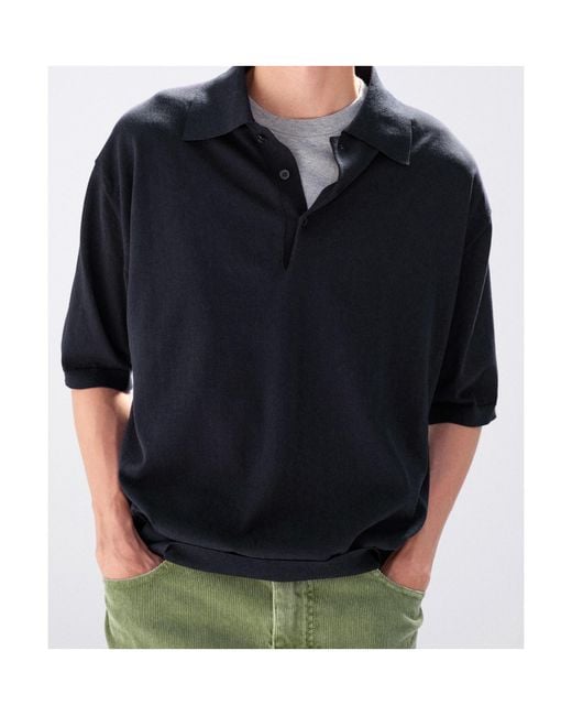 Auralee Blue Short-Sleeve Polo Shirt for men