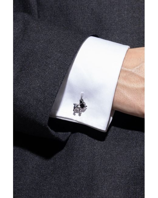 Paul Smith White Dog Motif Cufflinks for men