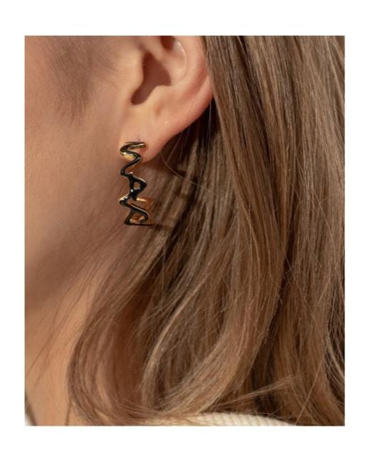 Marni White Zig-Zag Hoop Earrings