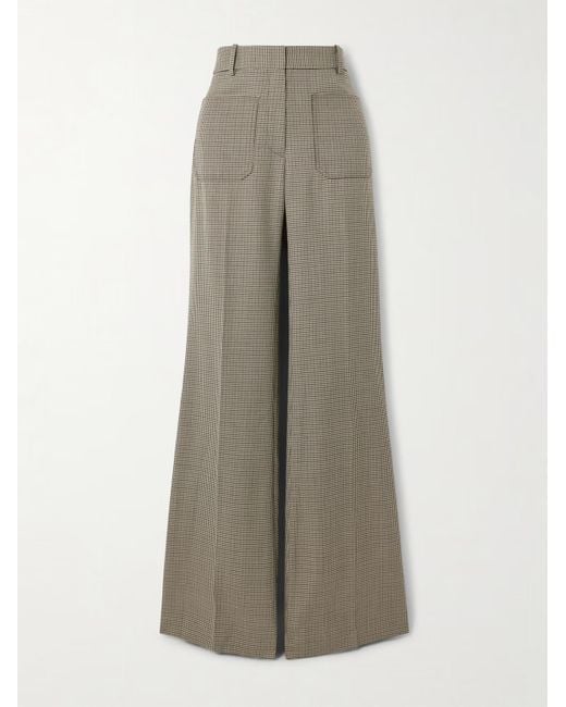 Nili Lotan Natural Houndstooth Flared Casual Pants