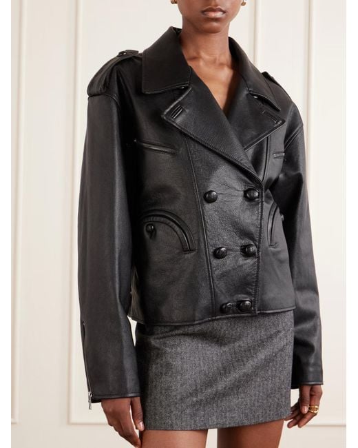 Blazé Milano Black Double-Breasted Leather Jacket