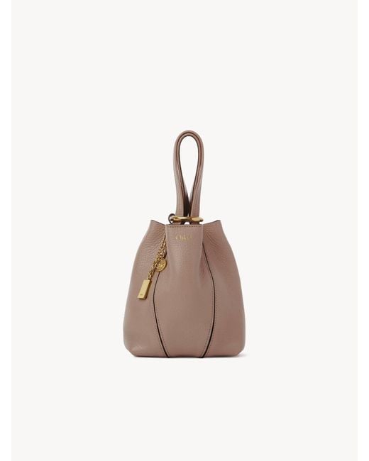 Chloé Brown Chloé Spin Logo Printed Small Top Handle Bag