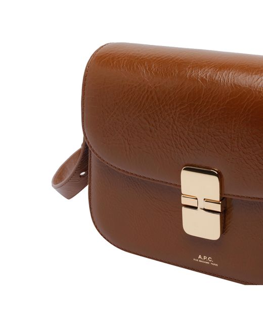 A.P.C. Brown Grace Small Foldover Top Crossbody Bag