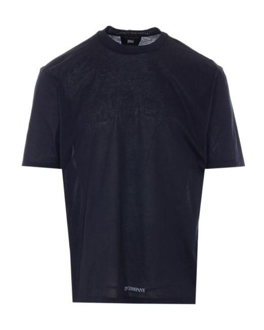 C P Company Blue Logo Printed Crewneck T-Shirt for men