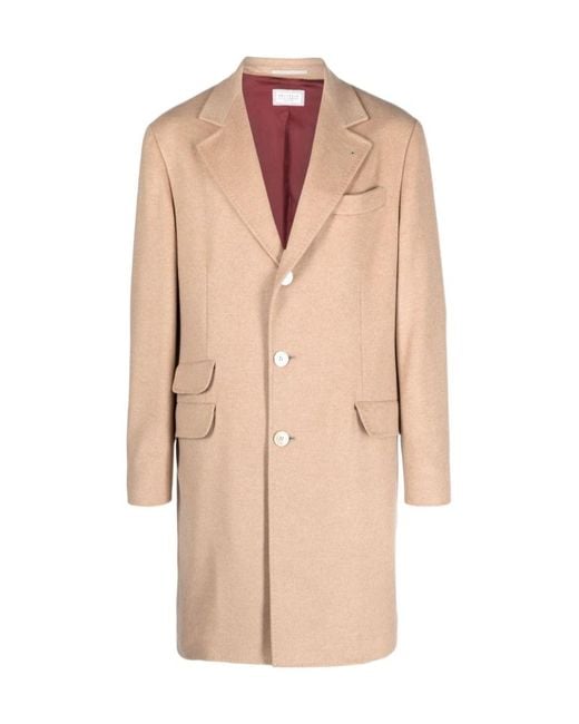 Brunello Cucinelli Natural Single-Breasted Cashmere-Blend Coat for men