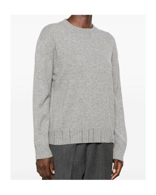 Fabiana Filippi Gray Bead-Embellished Ribbed-Trim Sweater
