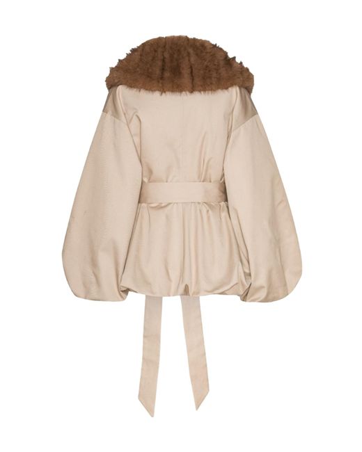 ROTATE BIRGER CHRISTENSEN Brown Faux Fur Collar Jacket