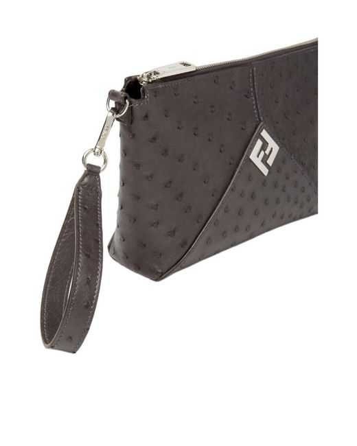 Fendi Gray Lui Clutch for men