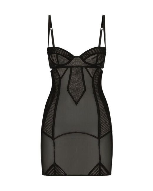 Dolce & Gabbana Black Corset Tulle Mini Dress
