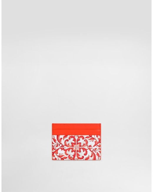 Dolce & Gabbana Red Majolica-Printed Card Holder