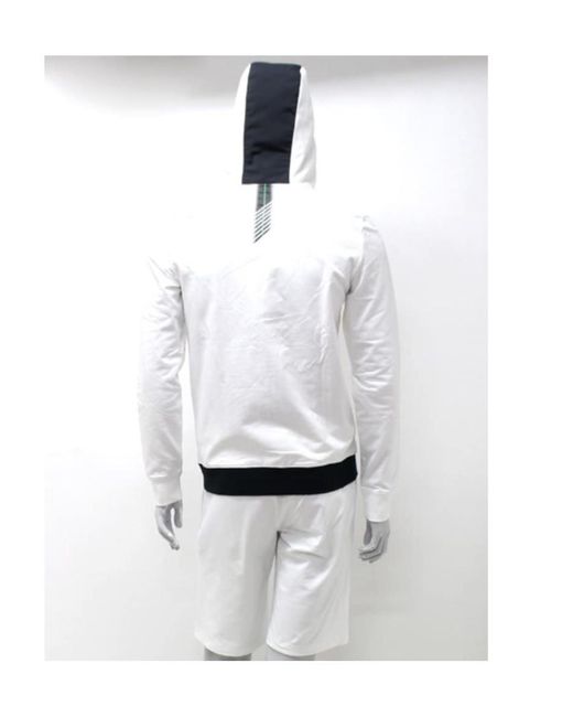 Emporio Armani Gray Logo Hooded Zipper Sweater for men