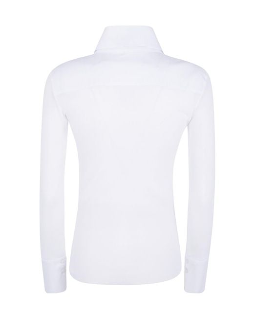 D.exterior White Long-Sleeve Shirt With Snap Closures