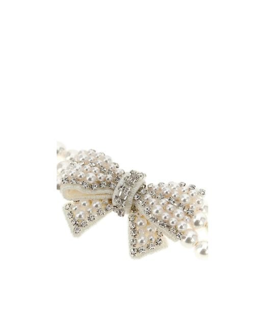 Self-Portrait White Bow Embellished Necklace