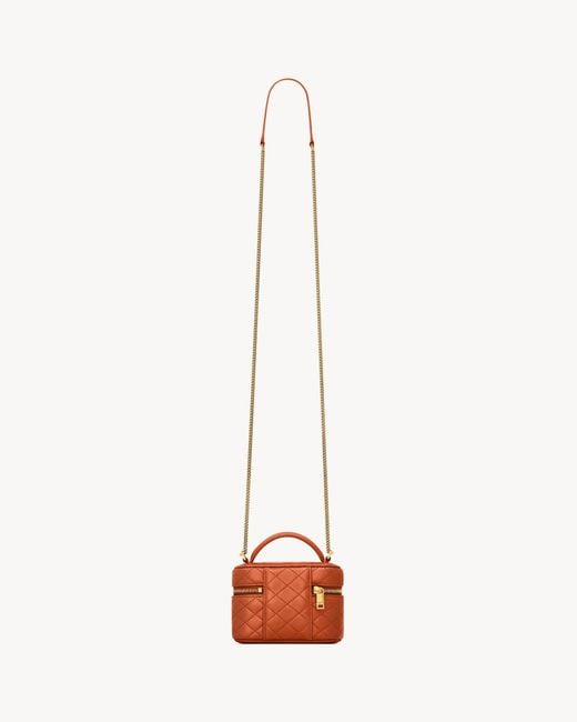 Saint Laurent White Gaby Micro Lambskin Cosmetic Bag