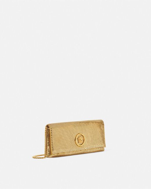 Versace Natural Embellished Chain-Linked Clutch Bag