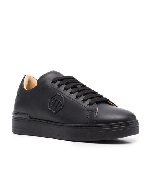 Philipp Plein Black Hexagon Low-Top Sneakers for men