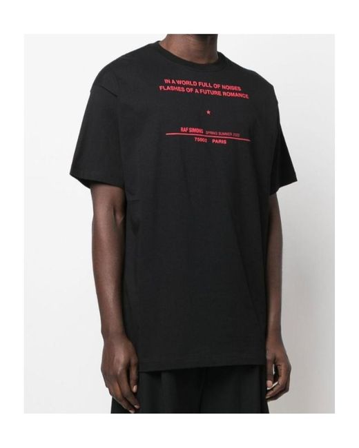 Raf Simons Black Tour Date-Print Cotton T-Shirt for men