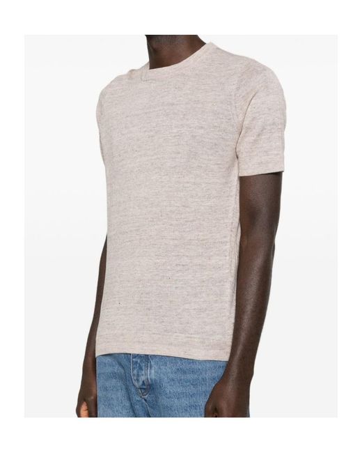 Brunello Cucinelli White Short-Sleeve Knitted T-Shirt for men