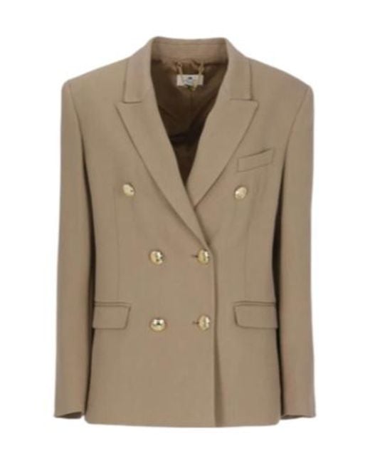 Elisabetta Franchi Natural Gabardine Double-Breasted Jacket