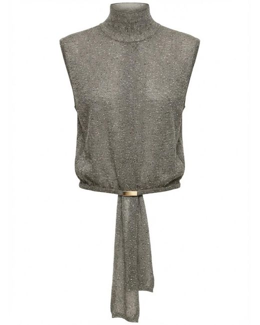 Gucci Gray Sheer Georgette Top