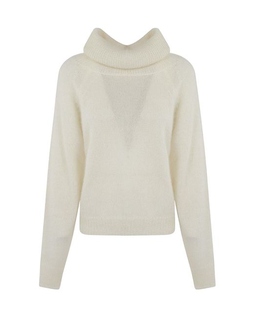 P.A.R.O.S.H. White Luce Turtleneck Knit Sweater