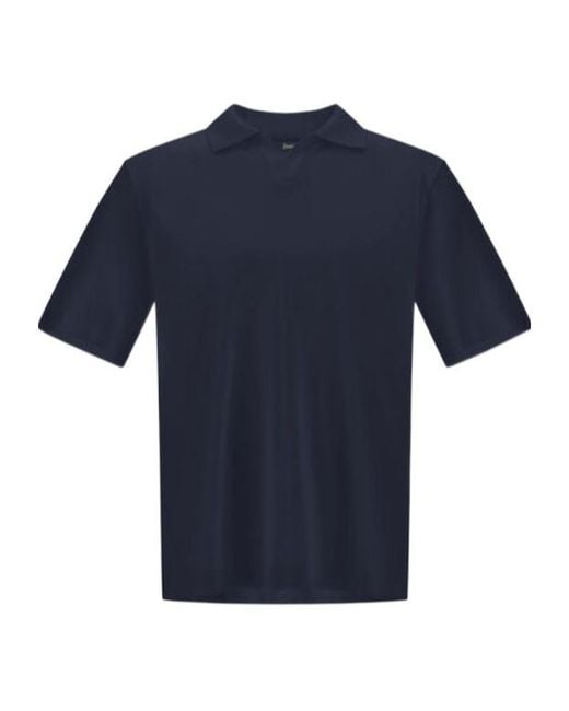 Herno Blue Skipper Open-Neck Polo Shirt for men
