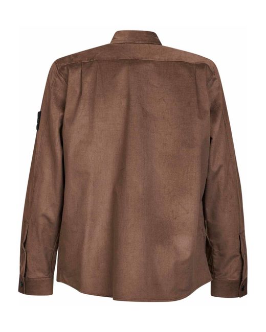 Stone Island Brown Cotton Micro-Corduroy Overshirt for men