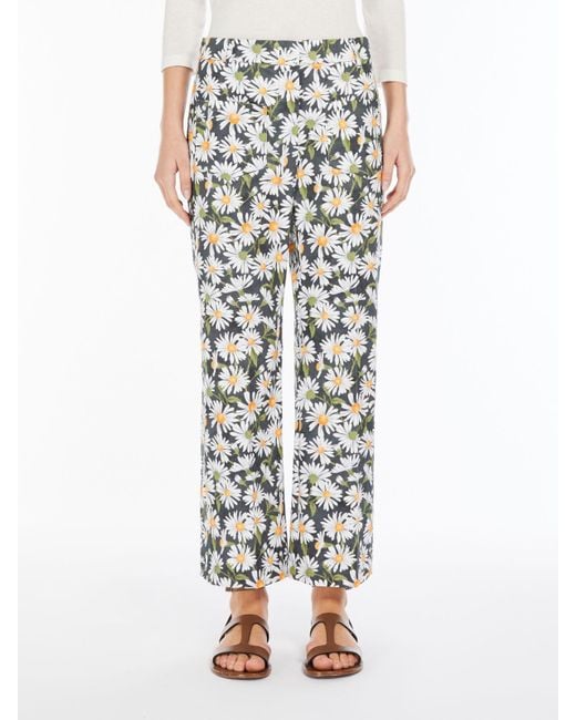 Weekend by Maxmara White Allover Floral Printed Flared Pants