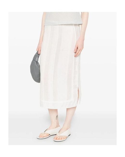 Low Classic White Layered Midi Skirt