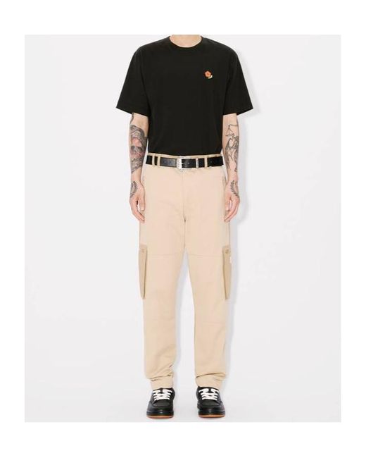 KENZO Black Pop-Embroidered T-Shirt for men