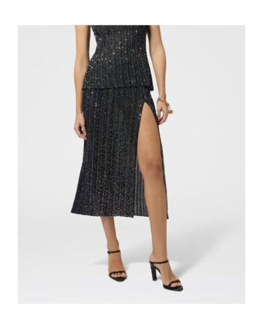 Missoni Black Sequin-Embellished Side-Slit Midi Skirt